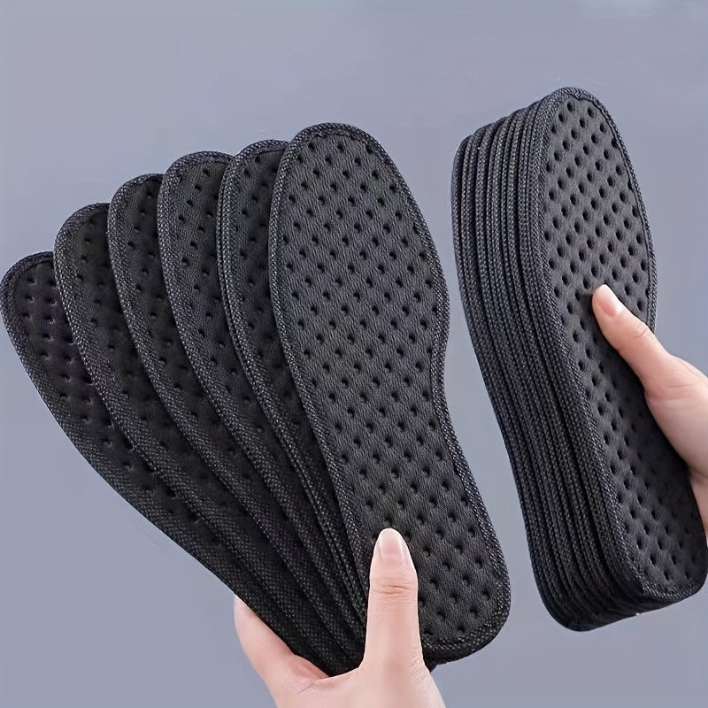 Unisex Perforated Insoles Black Shock-Absorbing Breathable Cushioned
