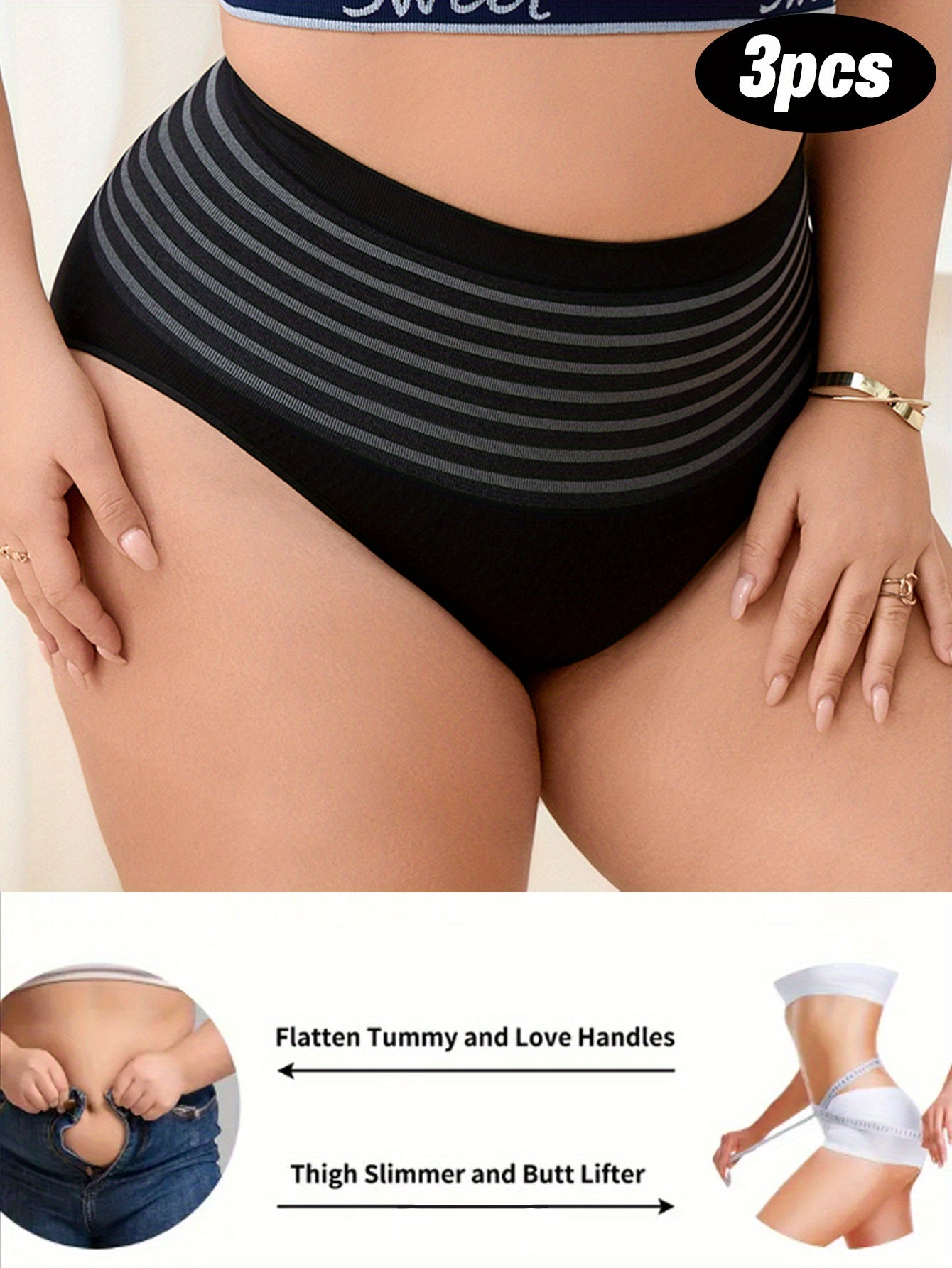 Women's High-Waisted Tummy Control Shaping Underwear Pack Breathable Seamless Panties