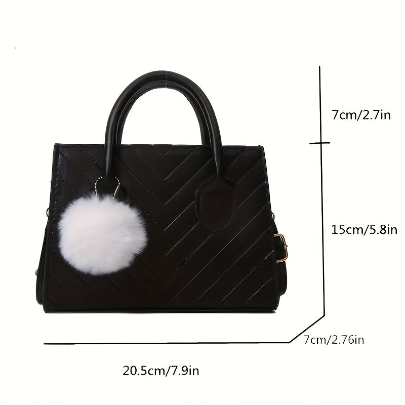 Square Chevron Pattern Handbag for Women Mini Crossbody Zipper PU Leather