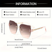 Women's Retro Square Frame Glasses Stainless Steel Gradient Pink Brown Lenses Stylish Fashion Eyewear
