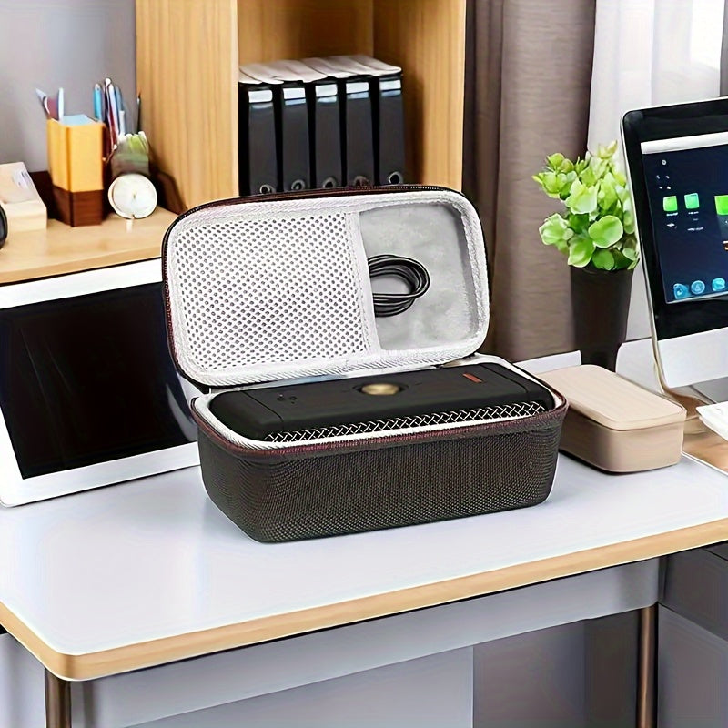 Black EVA Media Organizer Bag with Zipper, Anti-Shock Soundproof for Electronic Devices