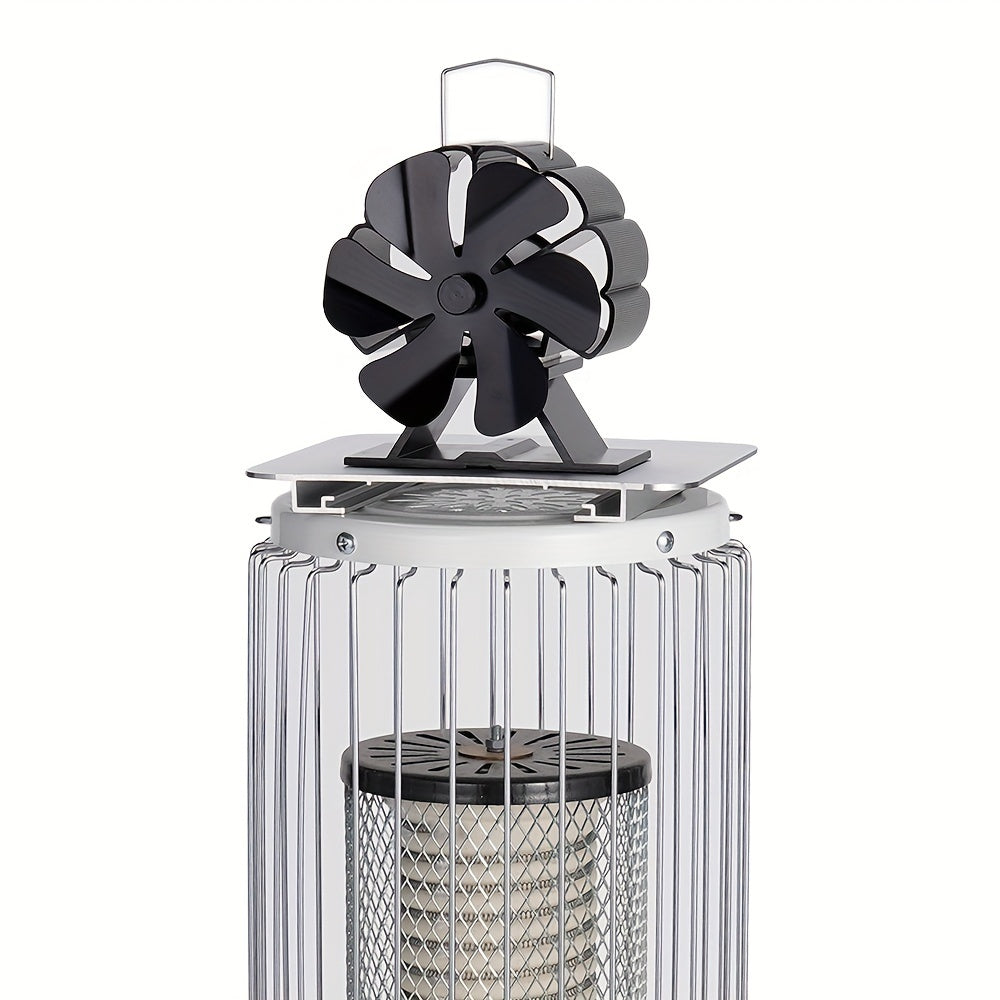 6 pichoqli alyuminiy shovqinlarsiz stol ventilyatori, uy isitish uchun, portativ pechka ventilyatori