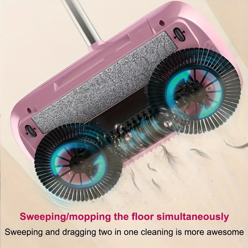 3-in-1 Push Broom with Long Handle for Sweeping Dusting and Mopping