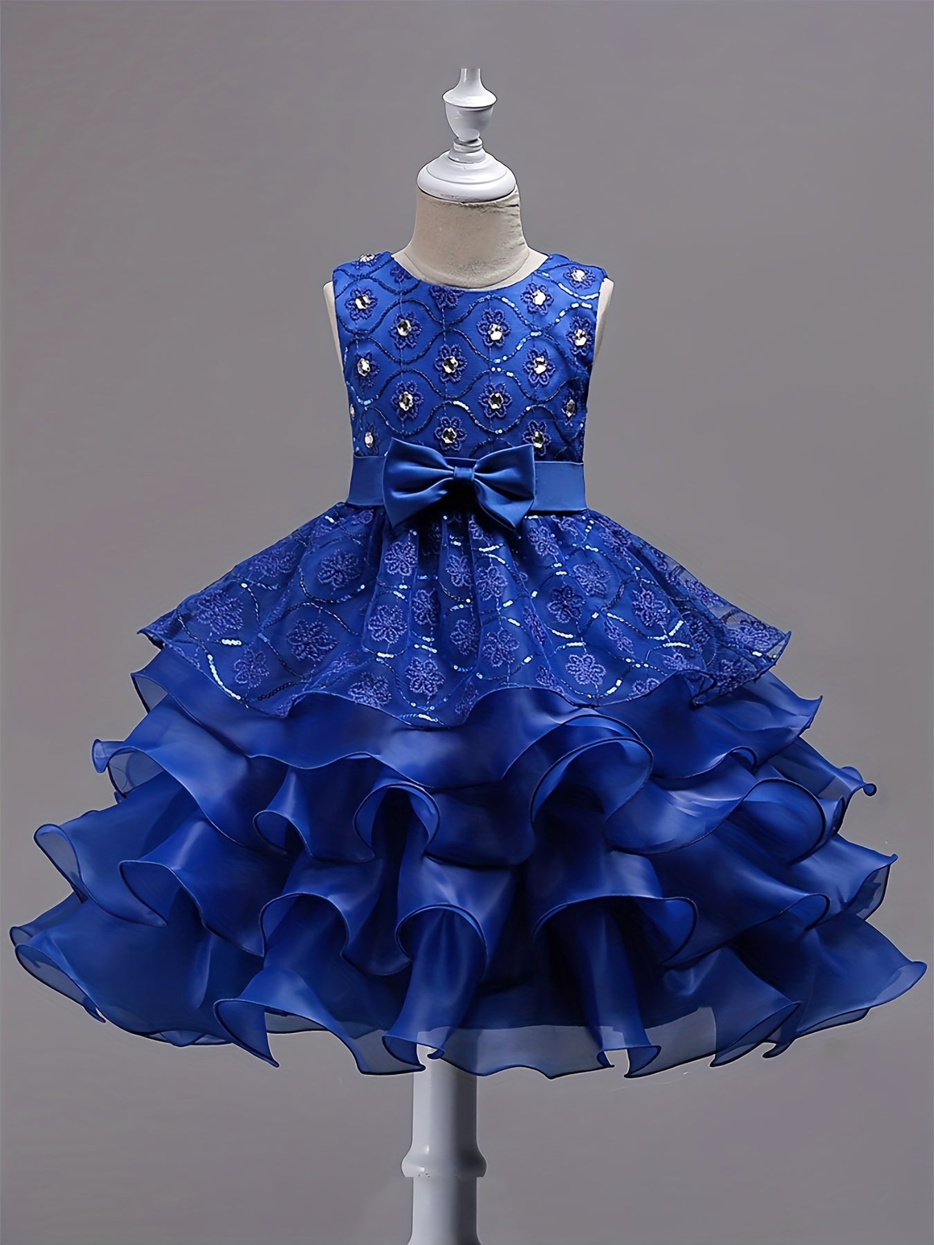 Girls Sleeveless Sequin Flower Princess Dress for Party Wedding Birthday