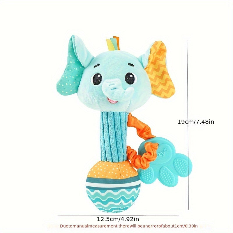 Soft Plush Baby Toy with Grasping Stick and Soothing Bell