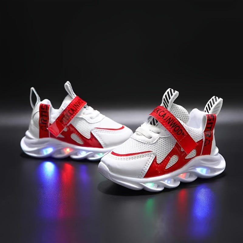 Kids Glowing LED Sports Shoes Breathable Mesh White Casual Sneakers