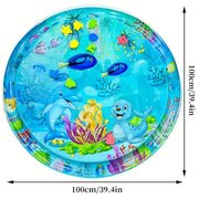Large Inflatable Water Mat for Kids with Cartoon Design 70 Inch Summer Pool Play Mat