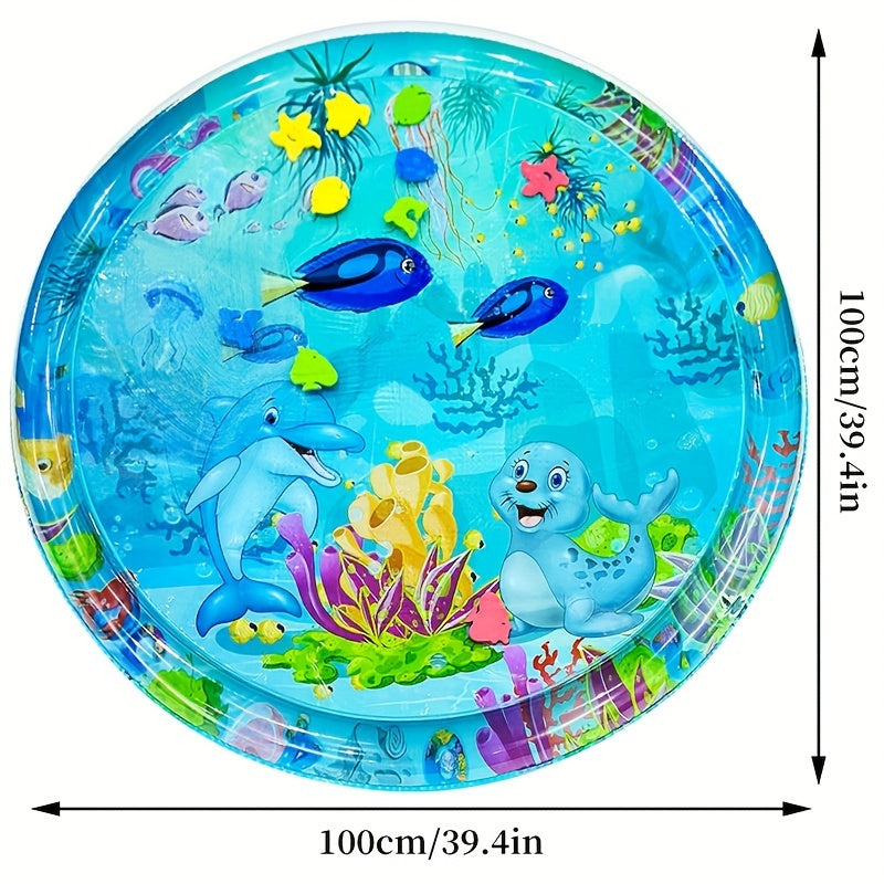 Large Inflatable Water Mat for Kids with Cartoon Design 70 Inch Summer Pool Play Mat