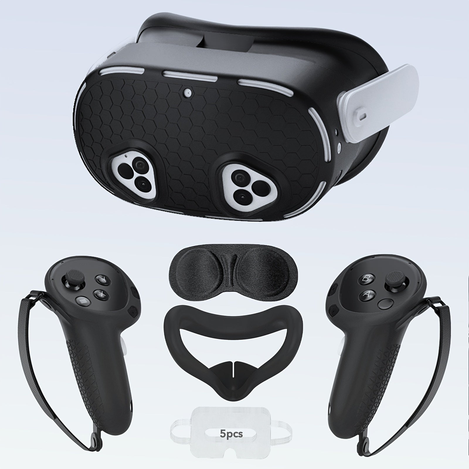 Silicone VR Headset and Controller Protection Set for Meta Quest 3S with Face and Eye Pads