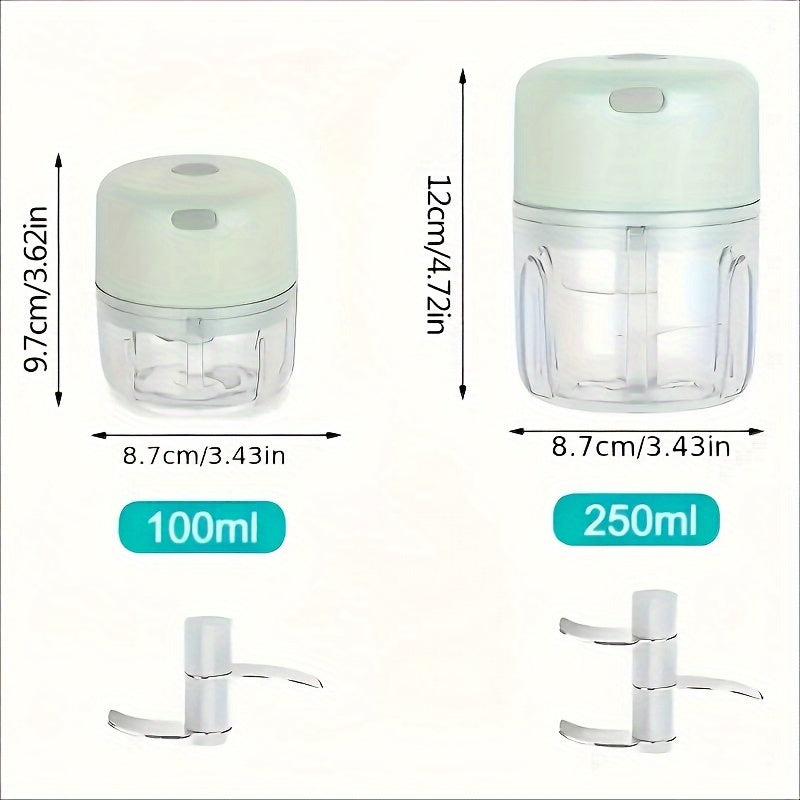 Portable Electric Mini Garlic Chopper 100/250ML Rechargeable Kitchen Gadget