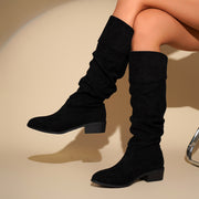 Women's Faux Leather Chunky Heel Ankle Boots Black Casual and Festival Wear