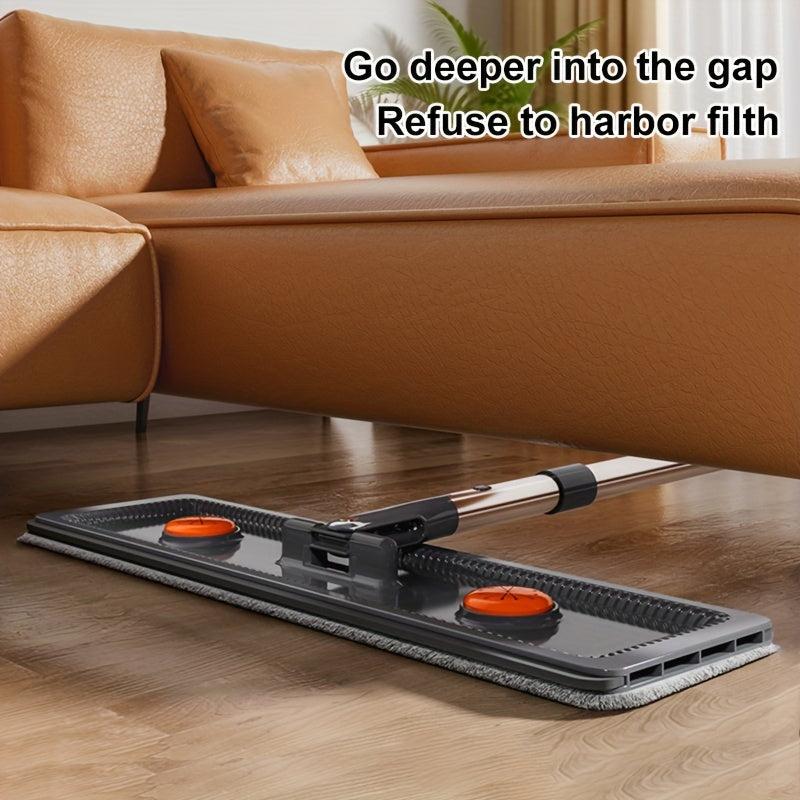 Ushbu tekis mop katta o'lchamda bo'lib, idish va qirqish bilan jihozlangan, qo'lsiz tozalash imkonini beradi. U ho'l va quruq tozalash vazifalariga mos keladi va to'rt ta mato bilan ta'minlangan. Uzunroq tutqich esa oson harakatlanishni ta'minlaydi.