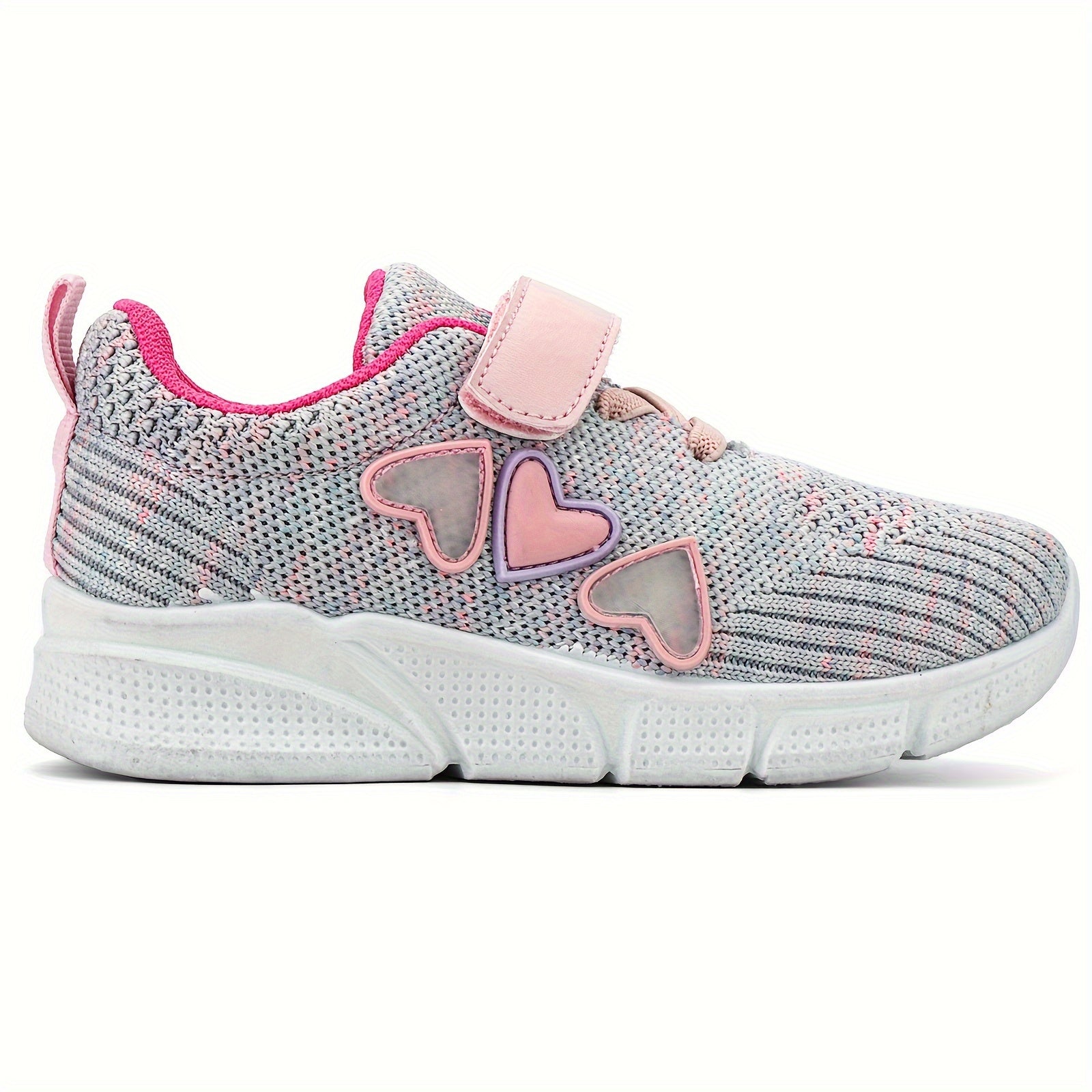 Kids' Pink Heart Athletic Sneakers for Girls and Boys Breathable Lightweight Non-Slip Rubber Sole