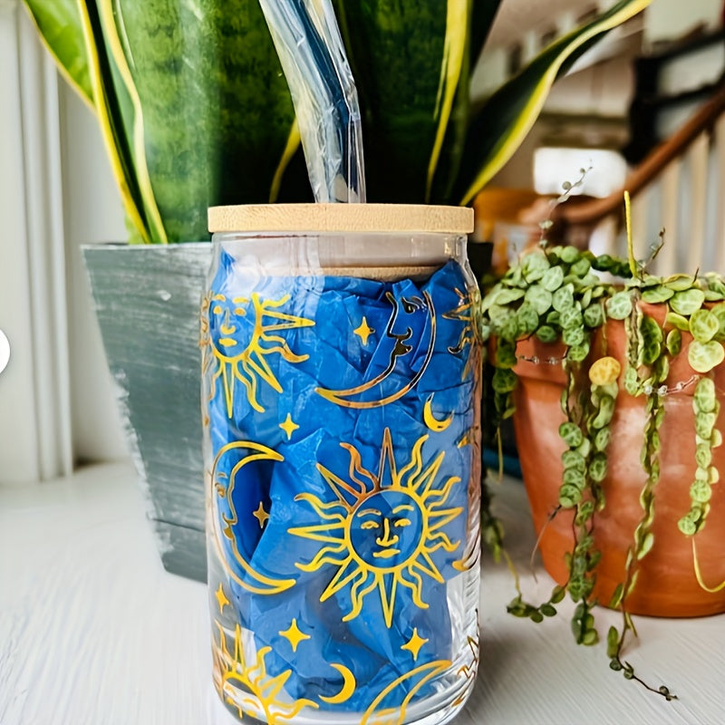 16 Oz Reusable Glass Coffee Mug Dishwasher Safe Cold Drinks Gift