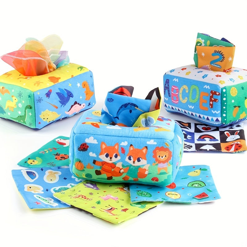 Baby Toy Soft Tissue Box Interactive Learning Toy for Kids Finger Strengthening