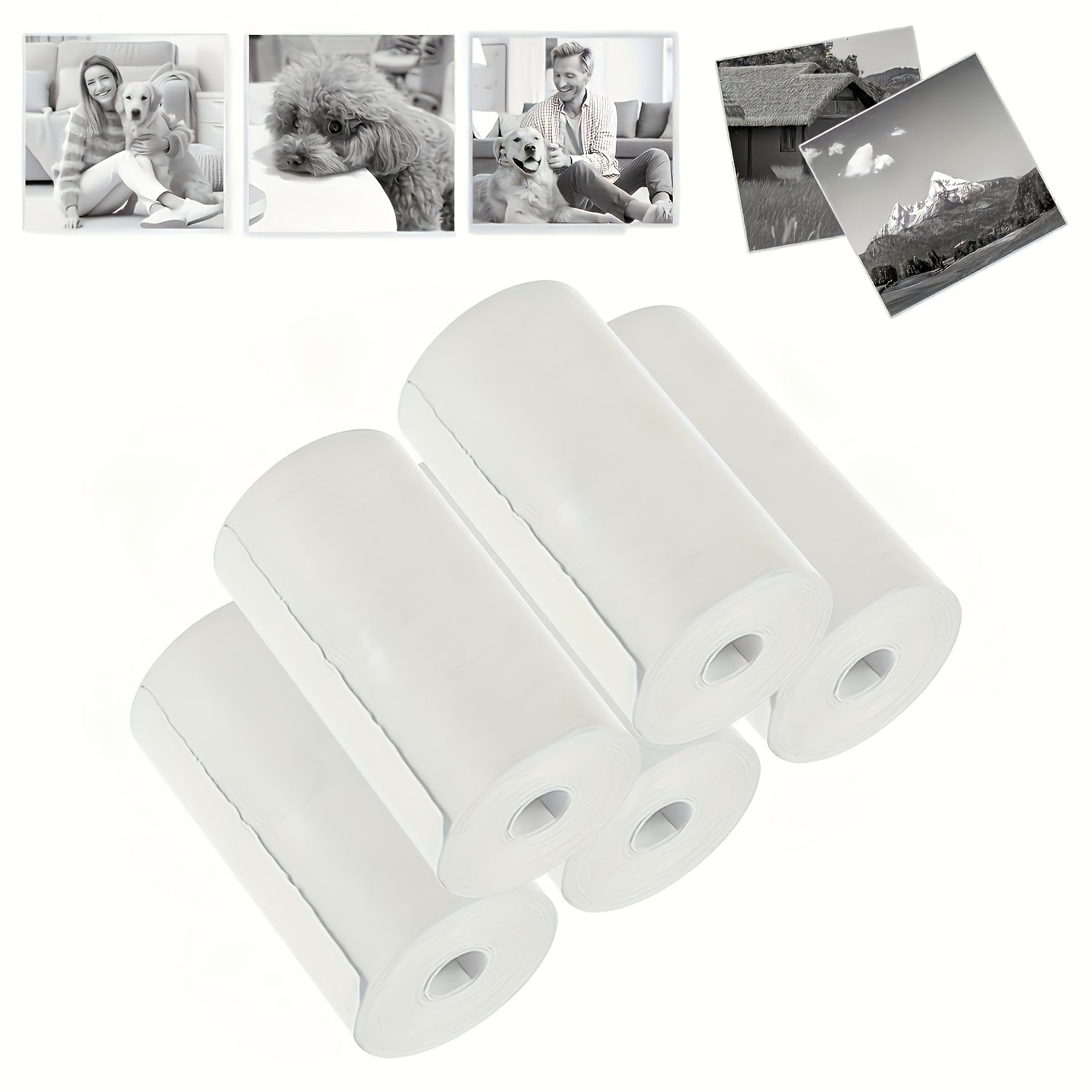 Mini Thermal Paper Rolls 57x25mm Inkless Printing for Portable Pocket Printers 5 Pack