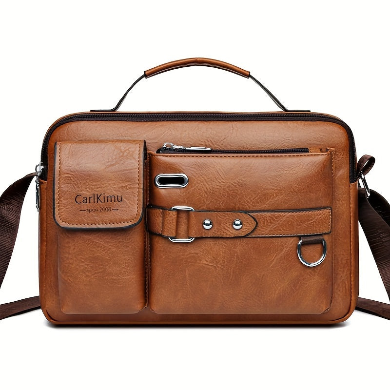 Erkaklar uchun zamonaviy portfel, katta sig'imli, sozlanadigan yelka tasmasi, fermuarli yopiq va yengil chidamlilik bilan kundalik ishga borish uchun qora, jigarrang, qoray jigarrang va och jigarrang ranglarda.