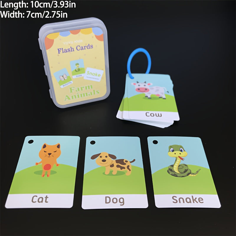 Educational Flash Cards for Kids Body Parts and Zoo Animals Sturdy Paper with Storage Box