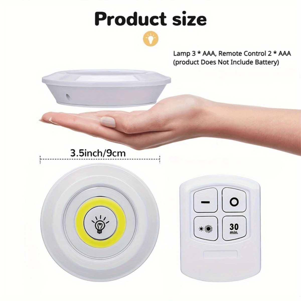 Dimmable LED Under Cabinet Lighting Kit with Remote 6500K Cool White Battery Powered