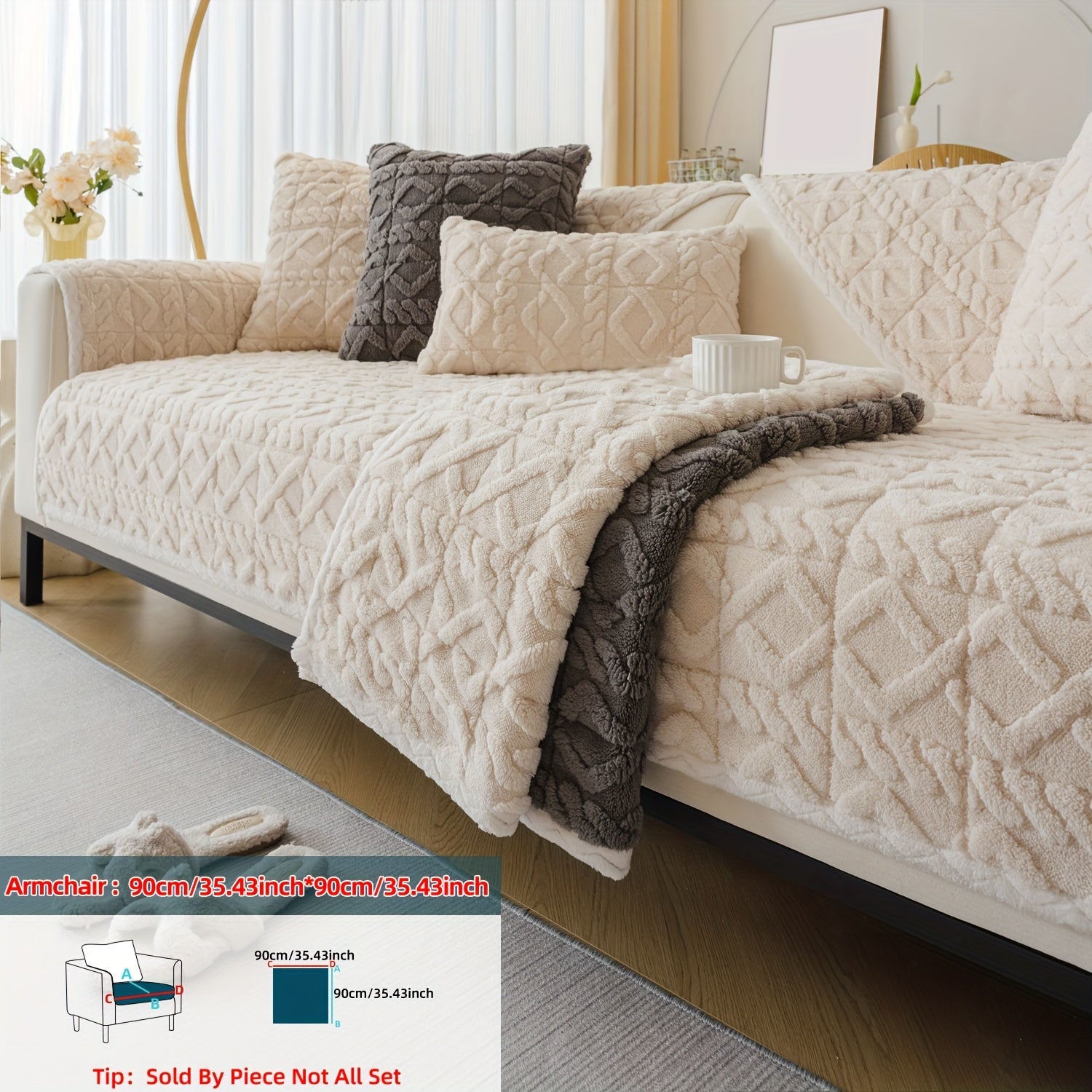 Qalin plush divan qoplamasi bohemian shik uslubida, uy hayvonlari uchun qulay va dog'larga chidamli. Mashinada yuvish mumkin va bitta to'rt o'rindiqli divanlar uchun bir nechta ranglarda mavjud.