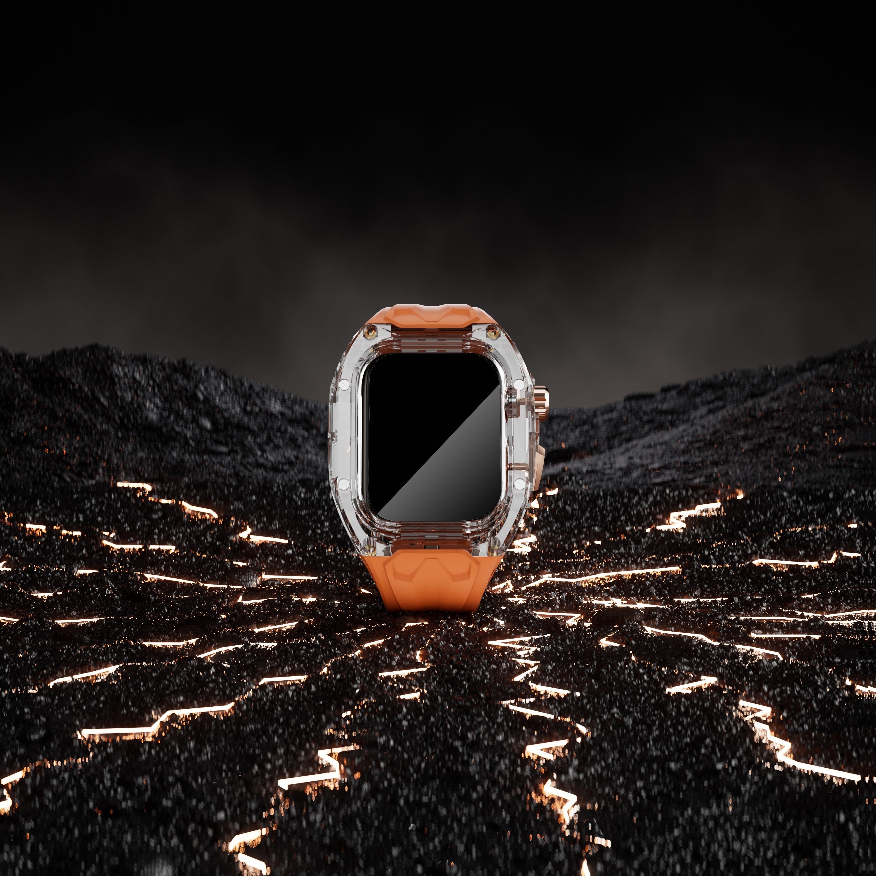 Smartwatch Band TPU Strap with Transparent PC Case for iWatch 9 8 7 6 5 4 SE 44mm 45mm Sport Business Banquet