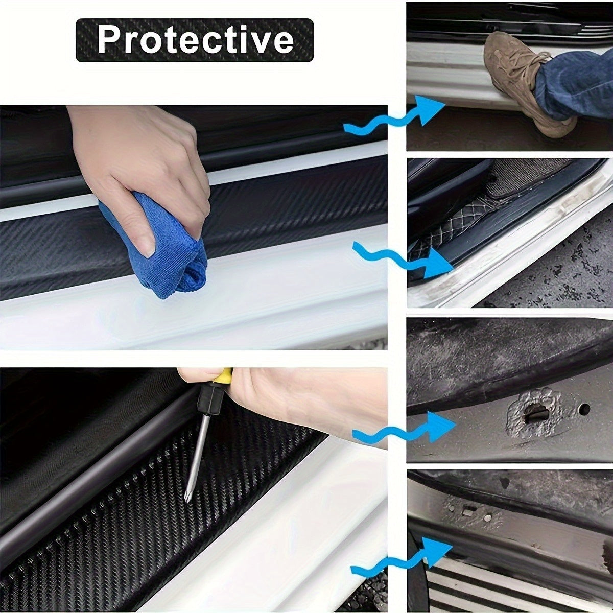 Car Door Trunk Protection Sticker Carbon Fiber Anti-Scratch Decal for SUVs