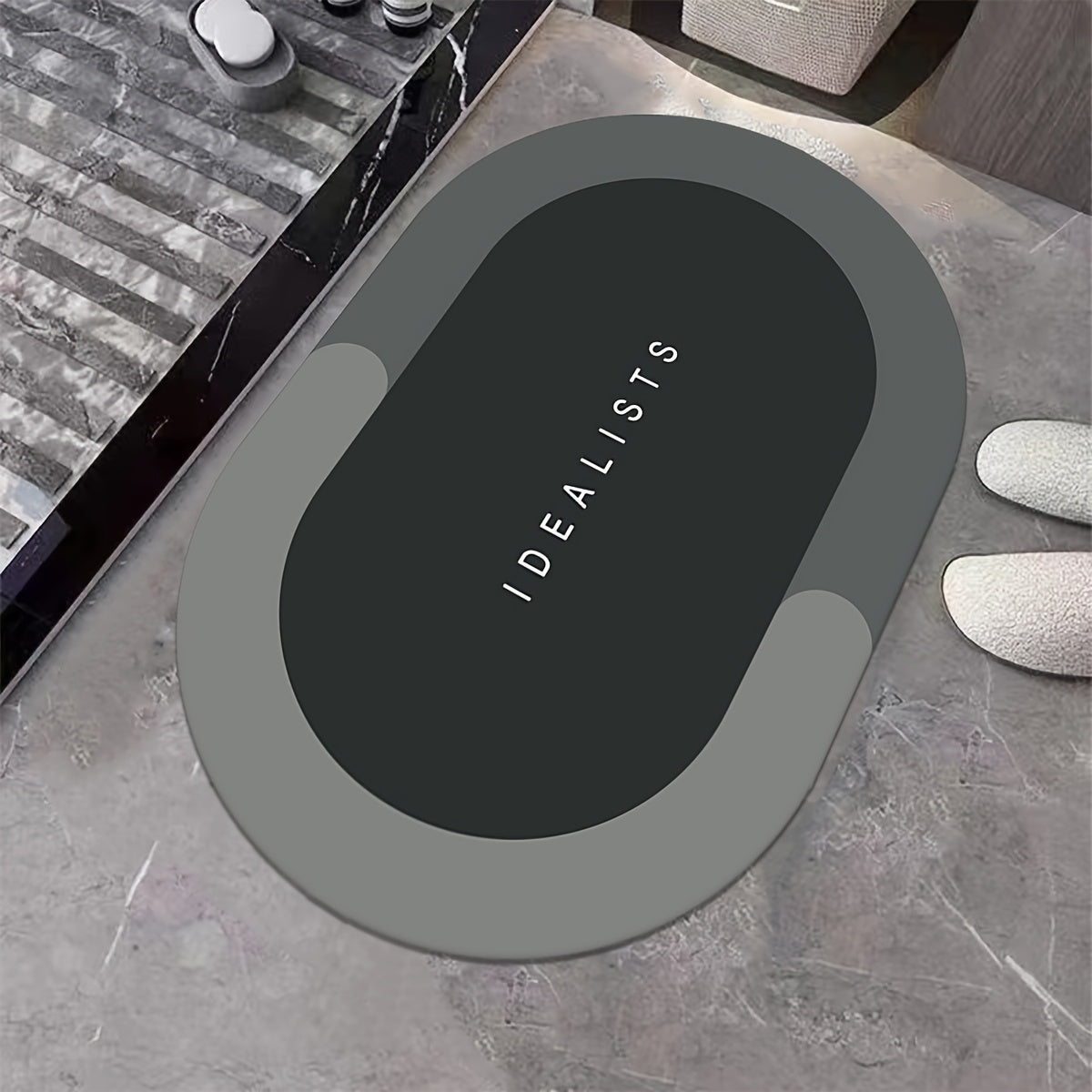 Absorbent Polyester Bath Mat Non-Slip Quick-Dry Odorless for Shower Bedroom Kitchen