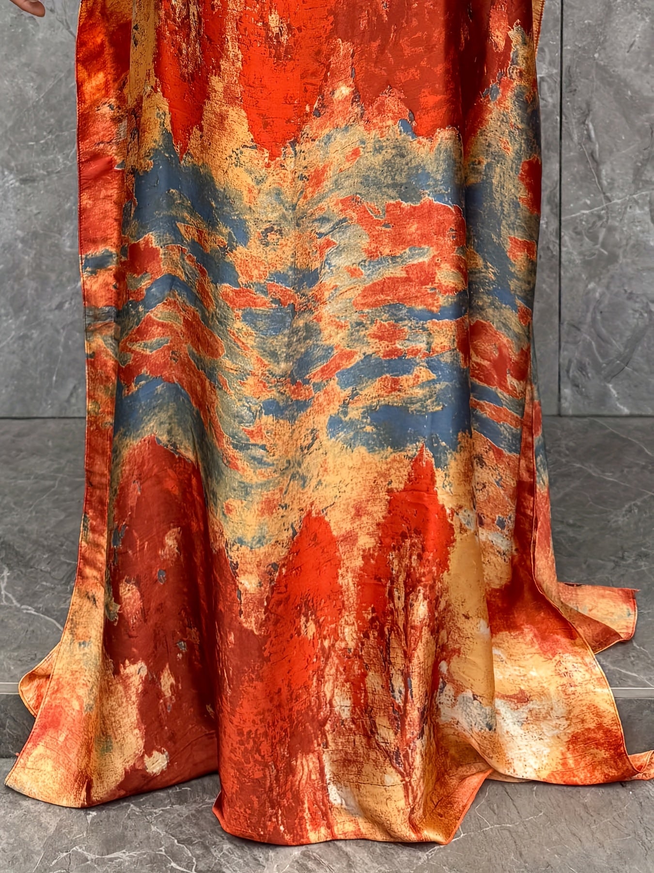 Plus o'lchamli maxi kaftan kiyi abstrakt bosma oqimli qulay yozgi