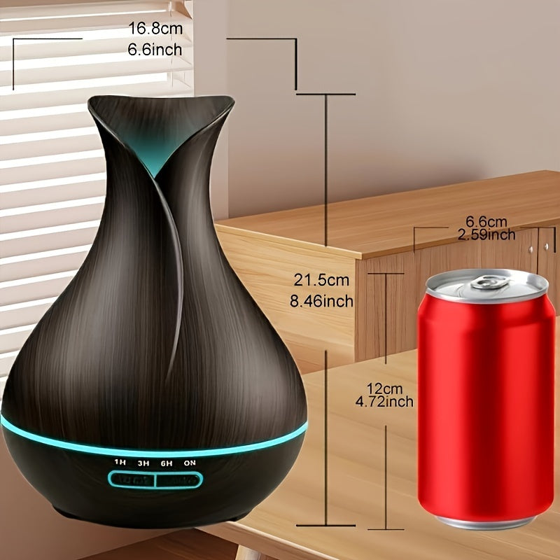 Ultrasonic Humidifier with Aromatherapy 550ml Water Tank LED Light Timer Quiet Cool Mist