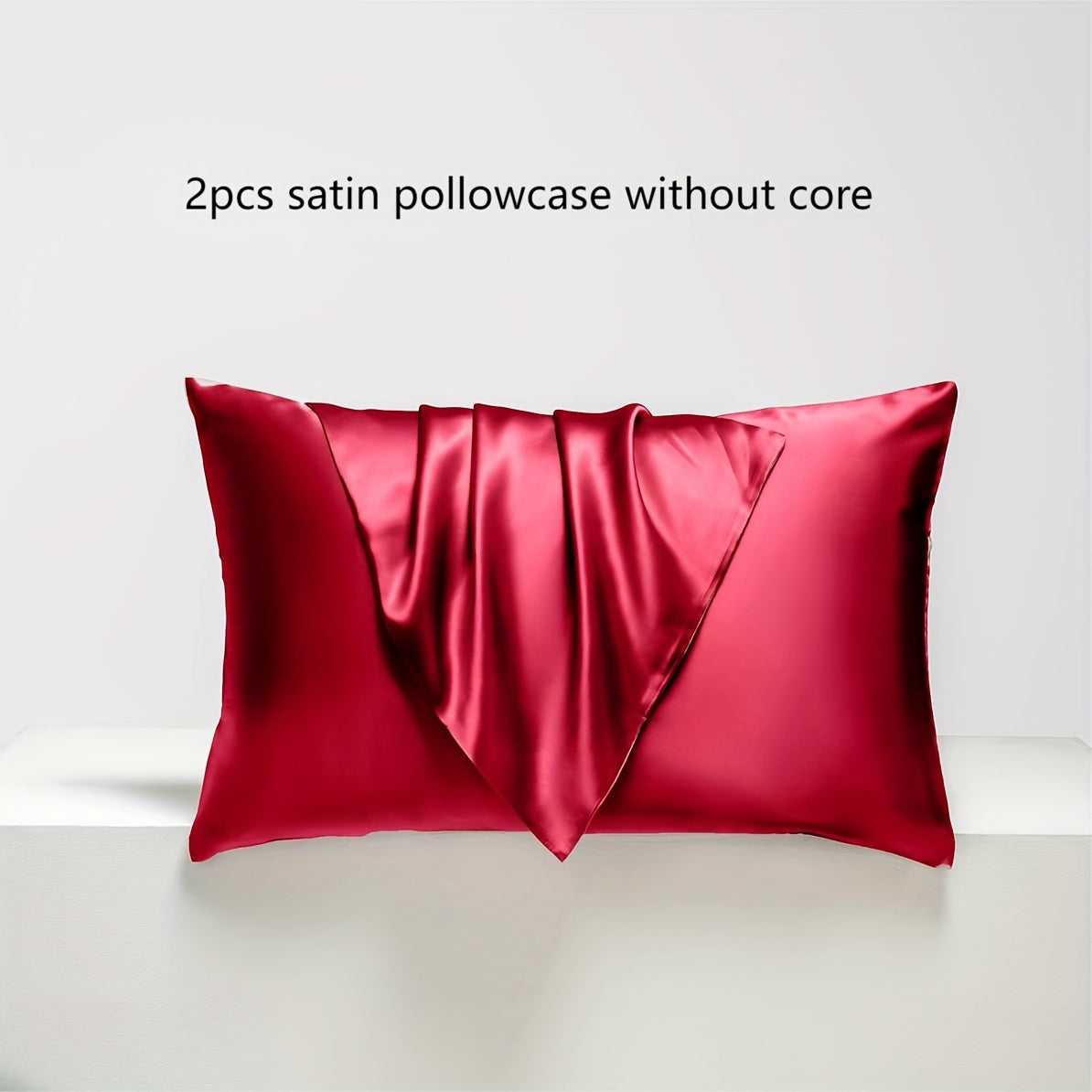 Set of 2 White Satin Pillowcases Breathable Cooling Hypoallergenic Sleep