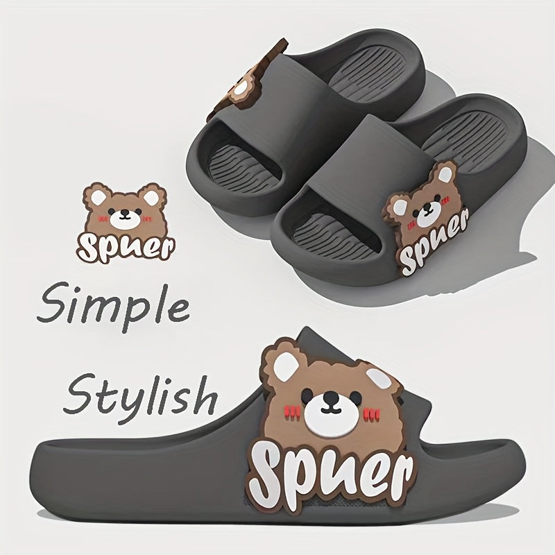 Kids Cartoon Bear Slippers Lightweight Non-Slip EVA Casual Home Shoes for Boys and Girls