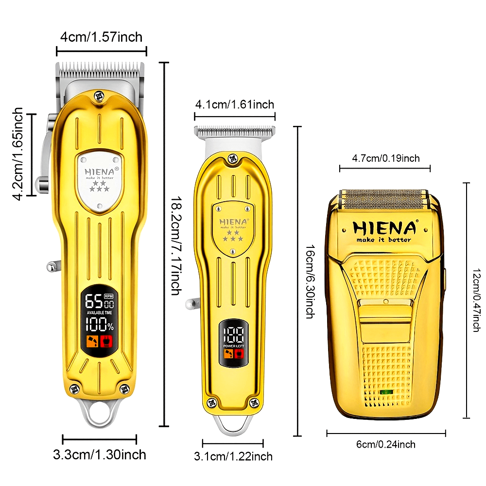 3-piece Grooming Kit with LED Display Hair Clipper Trimmer Shaver Rechargeable Adjustable Blade