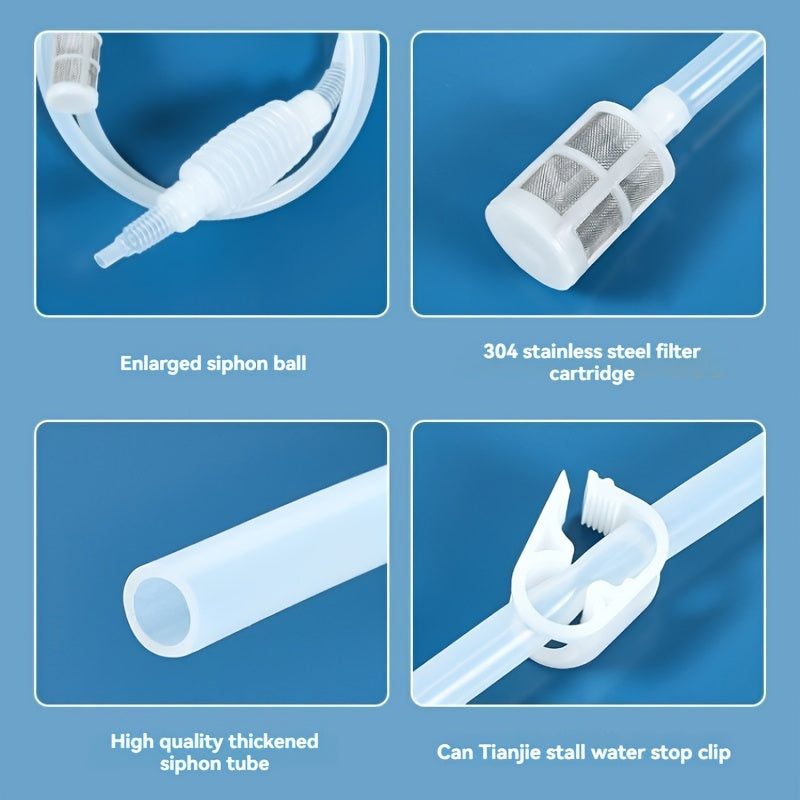 Промышленный винный насос с силиконовой трубкой и сифоновым фильтром для смены воды в аквариуме.
