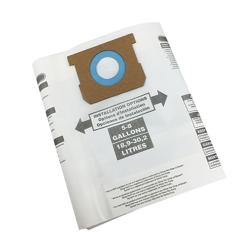 Пакет из 5 мешков для пылесосов Shop Vac - Совместим с пылесосами объемом 18.93-30.28 л - Повышает эффективность уборки и долговечность