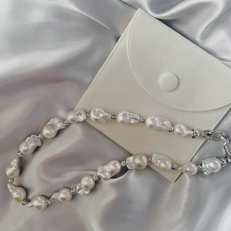 Freshwater Pearl Necklace 14mm-18mm White Baroque Handcrafted Jewelry for Mothers Day and Celebrations