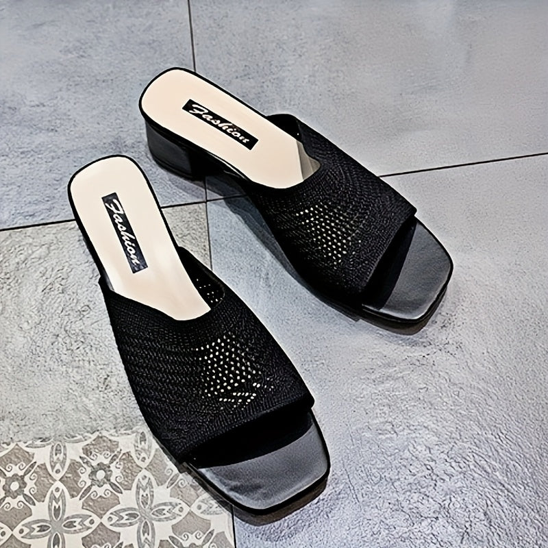 Women's Summer Knit Slip-On Sandals Mid-Heel Wedge Stylish Comfortable