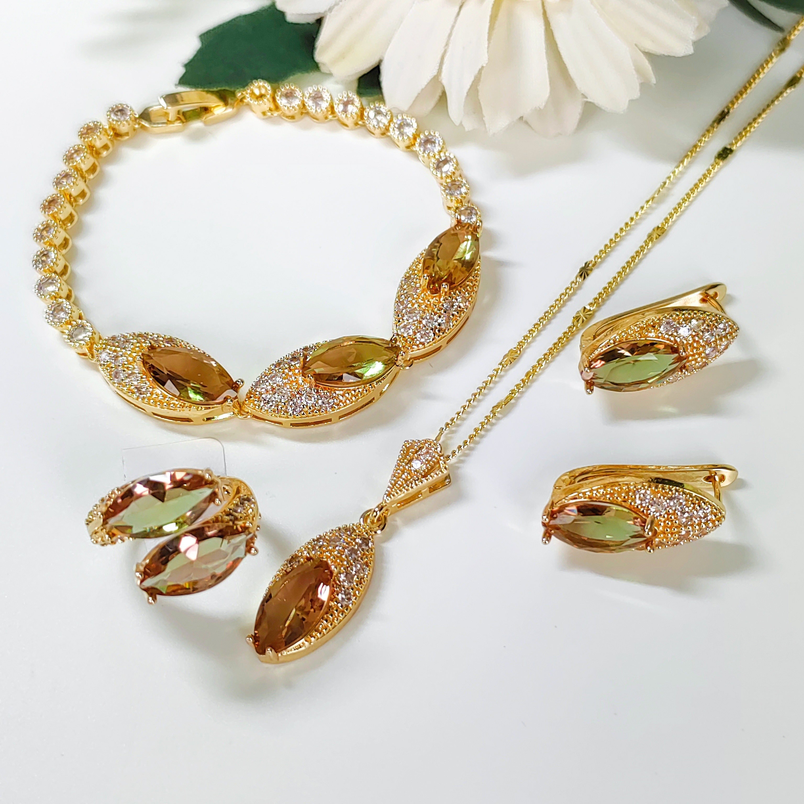 Color-Changing Jewelry Set with Synthetic Sudanite Earrings Pendant Rings Bracelets for Women