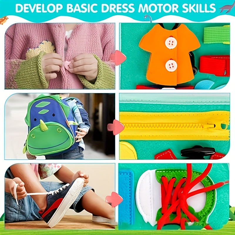 Tablero de actividades para bebés, juguete de tela para juego de coordinación motora para niños pequeños, azul y verde