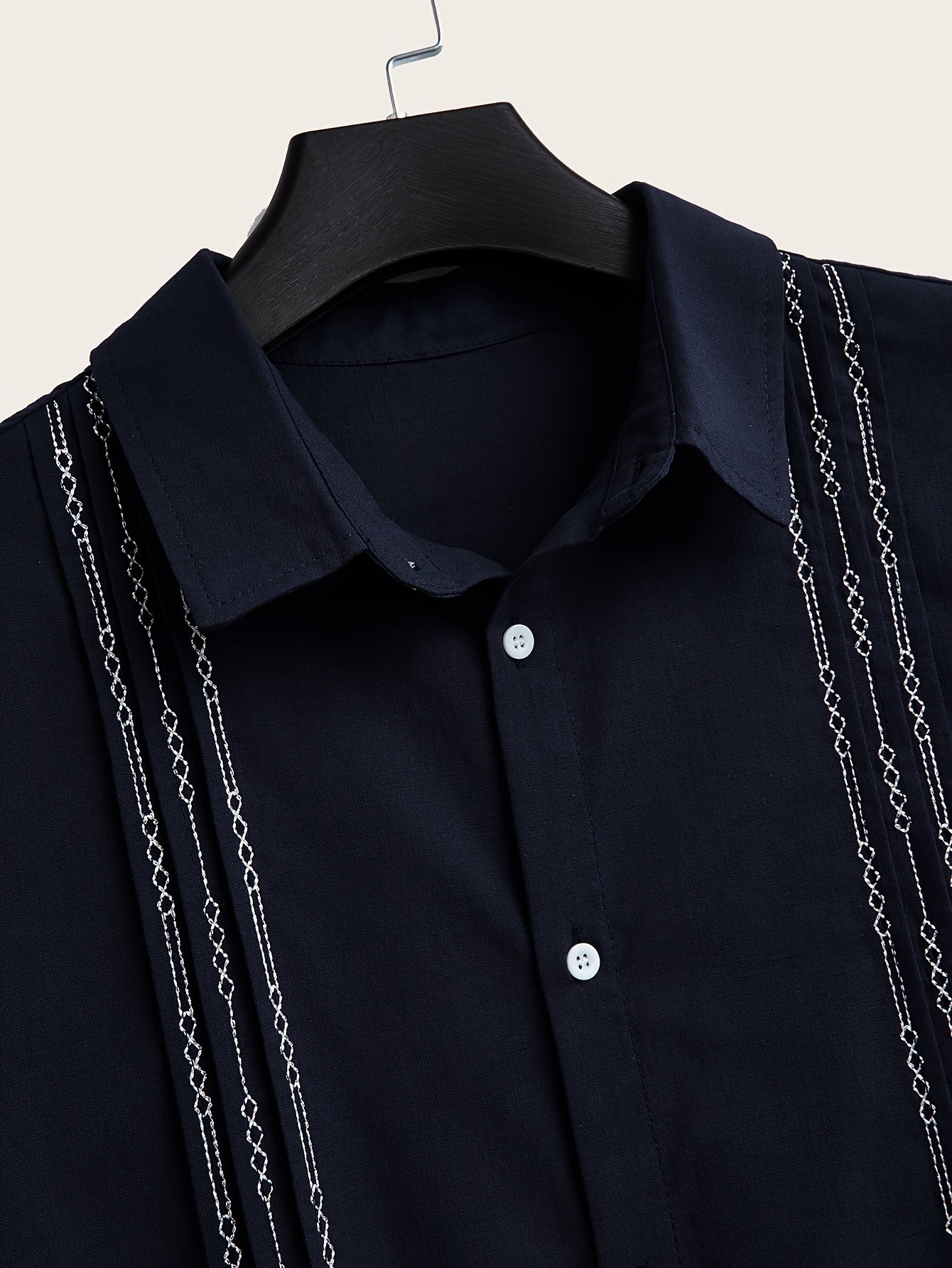 Мужская рубашка из хлопка большого размера с вышитым узором для лета