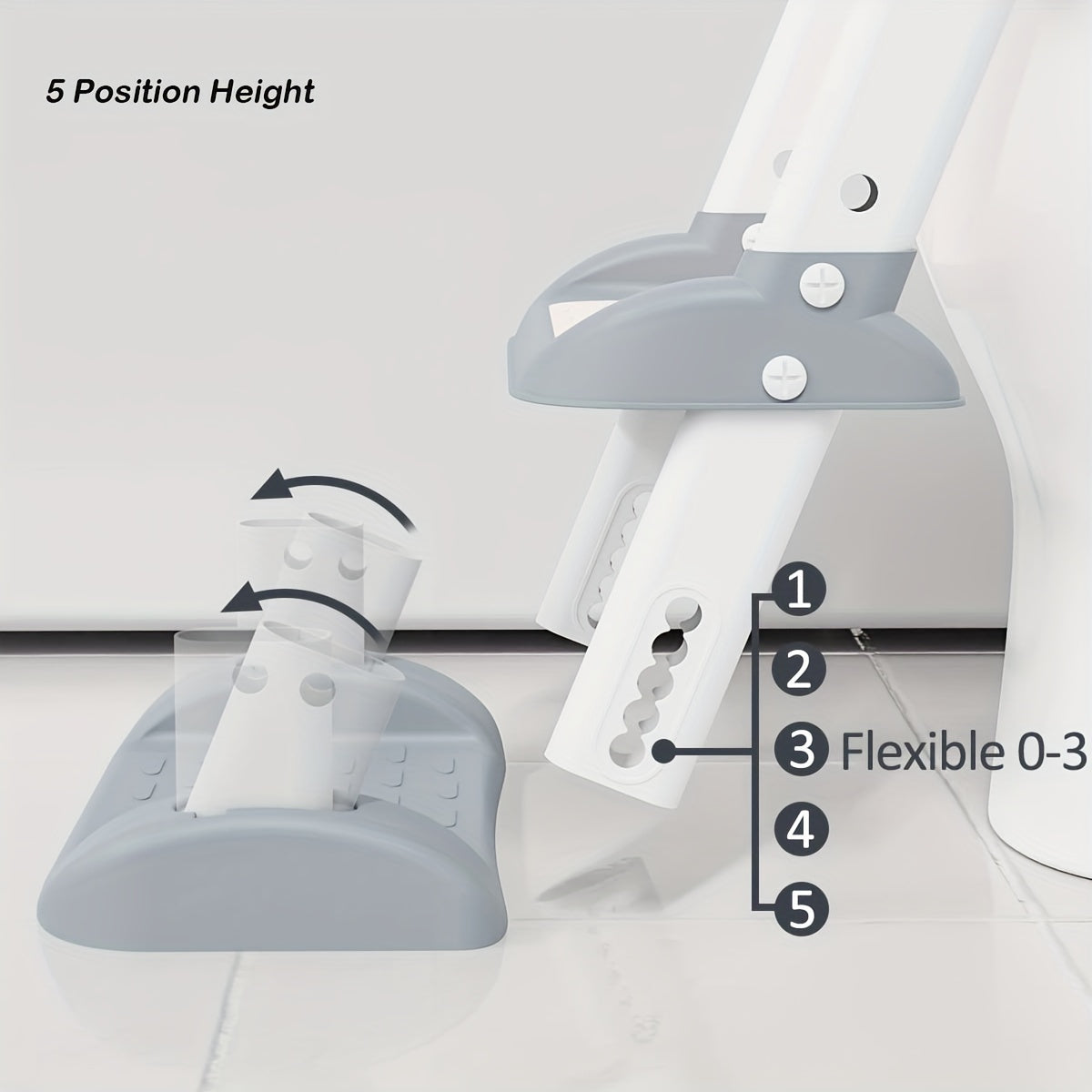 Poyabzal o'rnida o'rnatiladigan hojatxona o'rindig'i, qulay va xavfsiz dizayn, sirpanishga qarshi yostiqlar, suv to'sig'i.