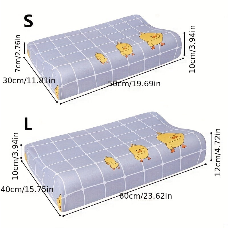 Pair of Latex Memory Pillows with Wave Design and Pillowcases for Adults