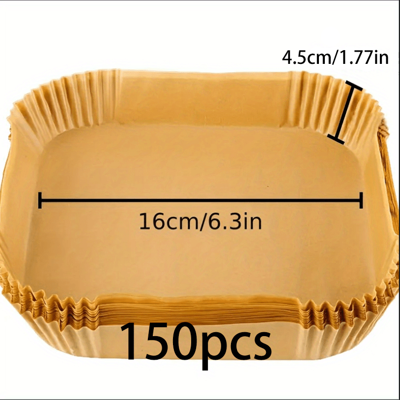 Kvadrat bir martalik qog'oz linerslar uchun havo fritöz 50-200 dona, yopishqoqsiz, oqib ketmas, yog' va suvga chidamli