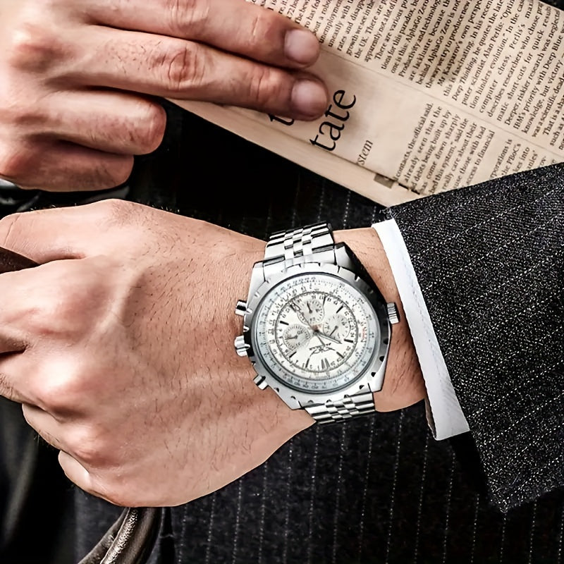 Men's Mechanical Watch Stainless Steel Hollow Large Dial Fashionable Gift