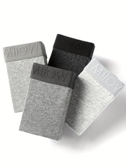 Men's Cotton Boxer Briefs 4 Pack High Stretch Knit Solid Color Comfortable Underwear