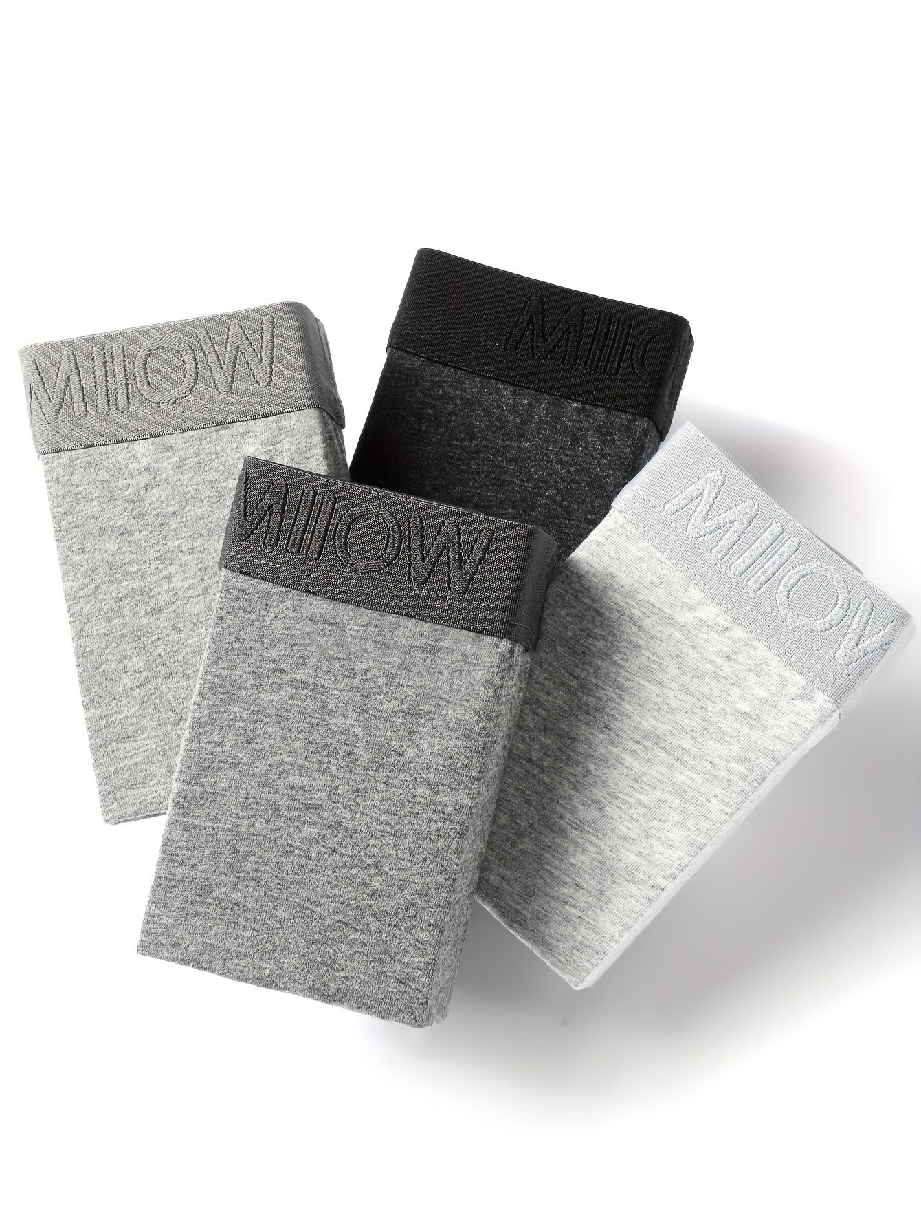 Men's Cotton Boxer Briefs 4 Pack High Stretch Knit Solid Color Comfortable Underwear