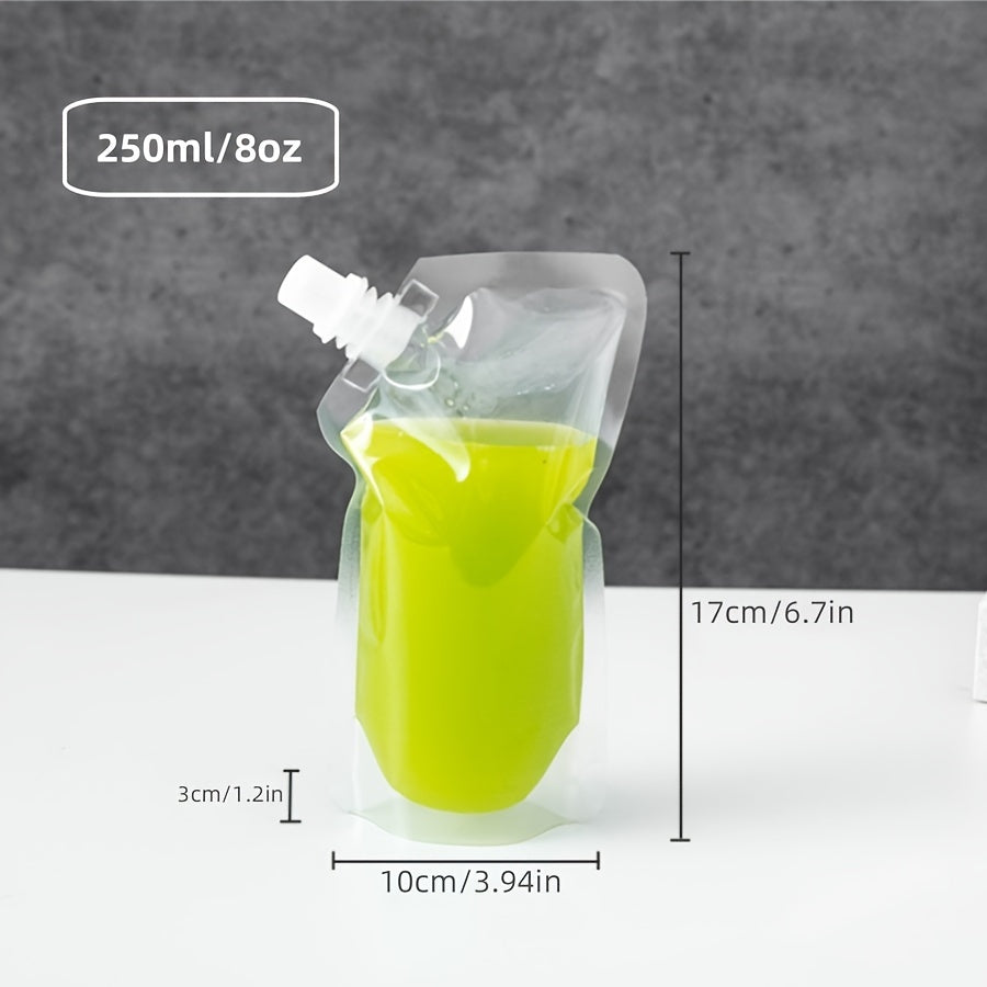 50pcs Disposable Beverage Bags for Milk Tea Juice with Self-Standing Suction Mouth