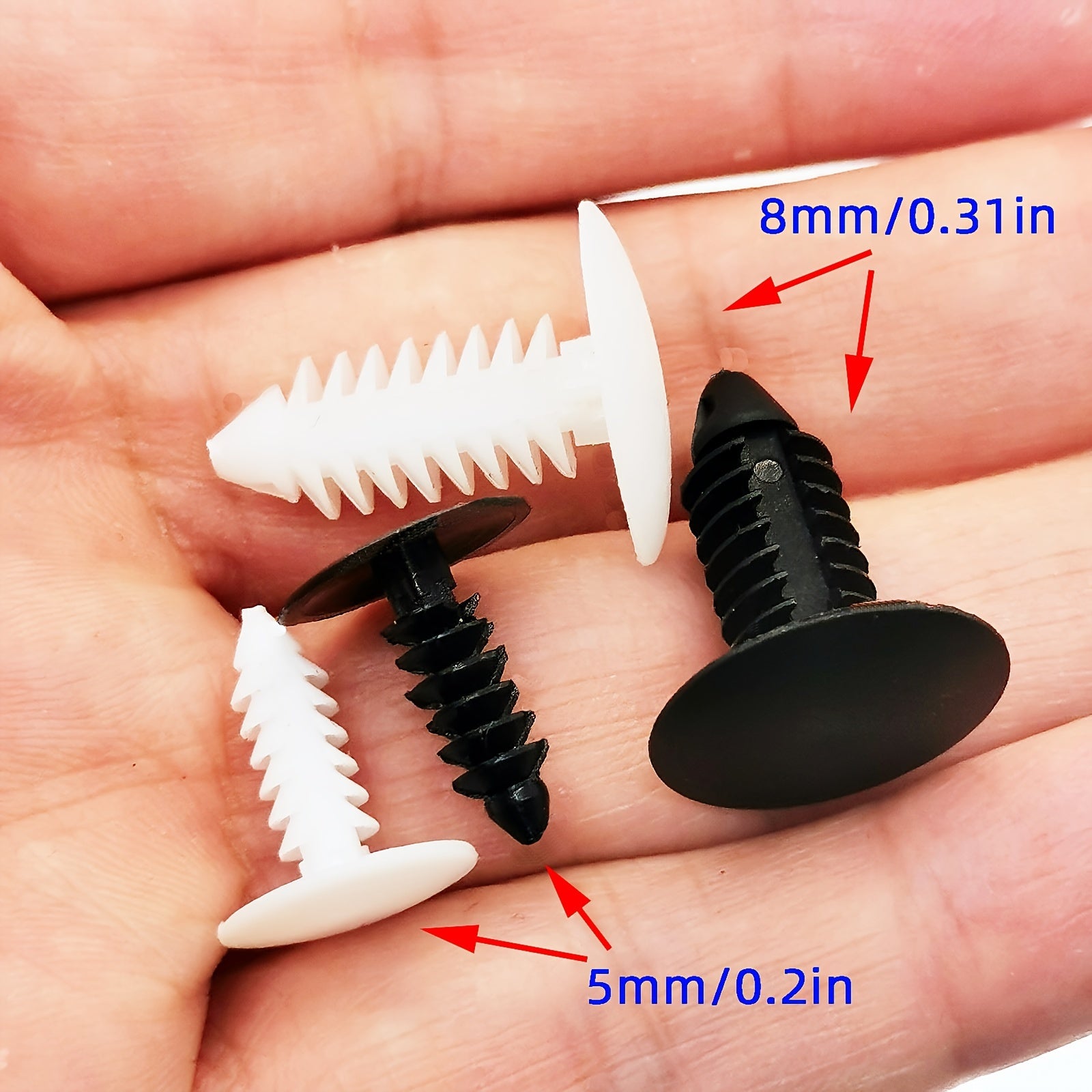 50Pcs Auto Fasteners Car Clips Bumper Fender Retainers Plastic Rivets Black White