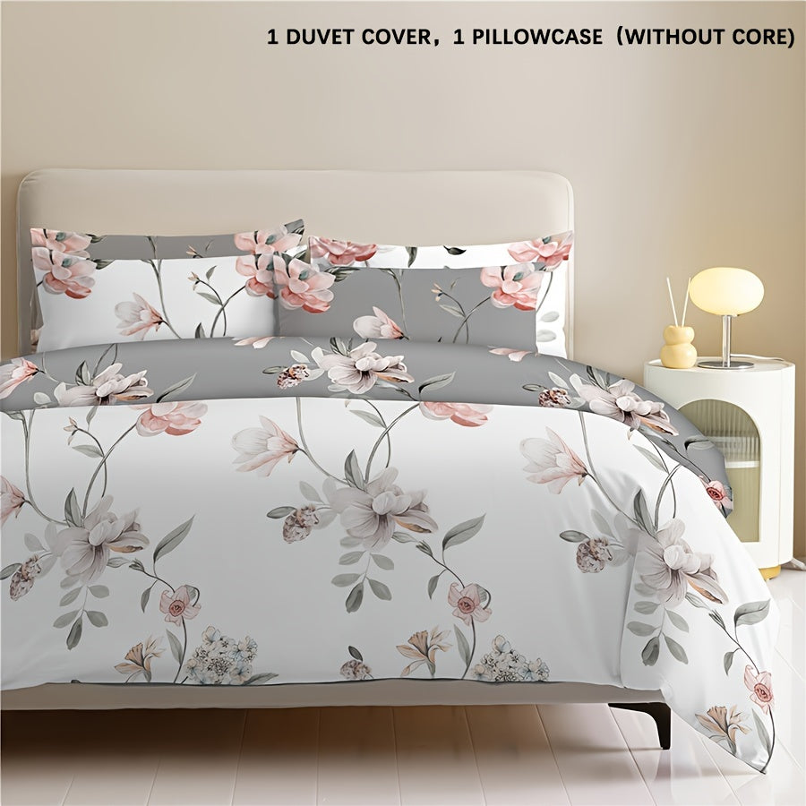 Flower Duvet Cover Set 2/3 Pieces All-Season Washable Skin-Friendly Bedding