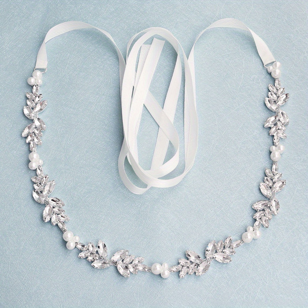 To'ylar va partiyalarda foydalanish uchun Bridal Rhinestone Pearl Waist Chain Belt