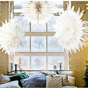 White 3D Paper Snowflake Ornament for Seasonal Home Decor with Hanging Cord